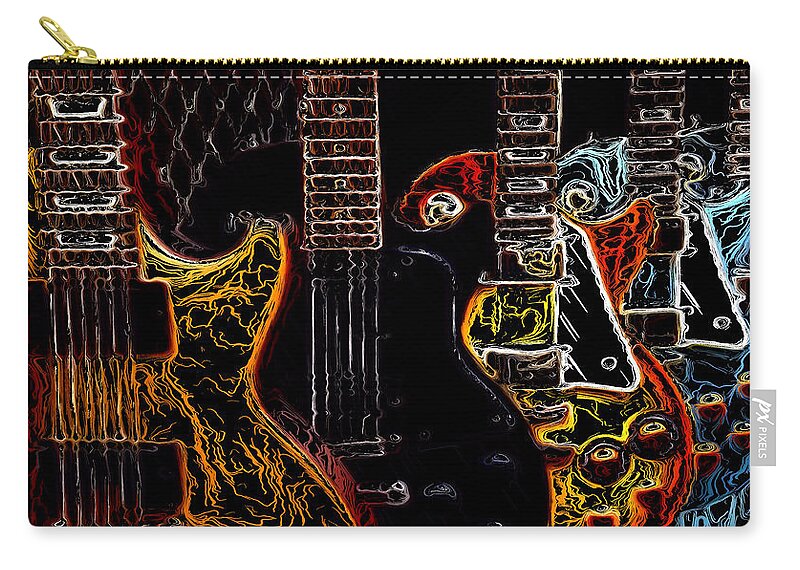 Landscape Zip Pouch featuring the photograph Guitars Electrified by Morgan Carter