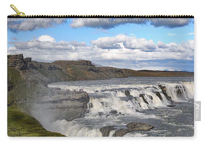 Waterfall Zip Pouch featuring the photograph Gullfoss waterfall Iceland VI by Marianne Campolongo