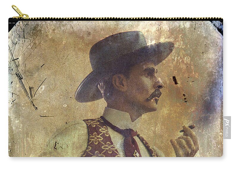 Doc Holliday Zip Pouch featuring the photograph Gunslinger III Doc Holliday in fine attire by Toni Hopper