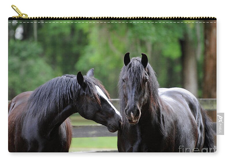 Gypsy Gold Farm Zip Pouch featuring the photograph Gypsy Vanner Mares by Carien Schippers