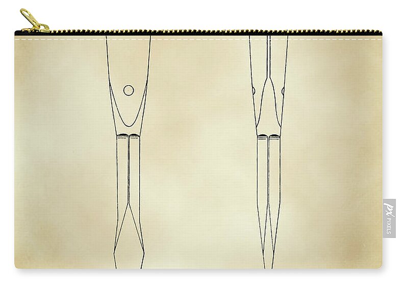 H D Smith Zip Pouch featuring the digital art H. D. Smith Perfect Handle Screwdriver Patent Parchment by David Smith