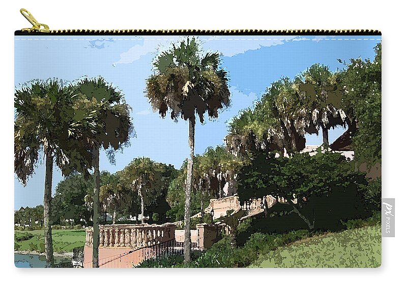 Piazza Zip Pouch featuring the photograph Hacienda Piazza by James Rentz