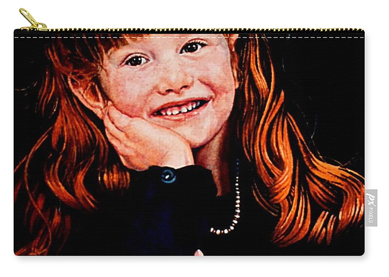 Hand-painted Portrait Zip Pouch featuring the painting Haley by Hanne Lore Koehler