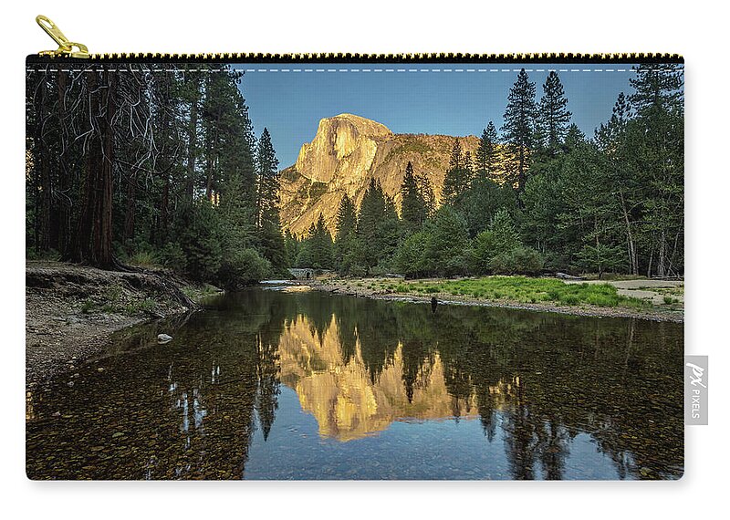 California Zip Pouch featuring the photograph Half Dome from the Merced by Peter Tellone
