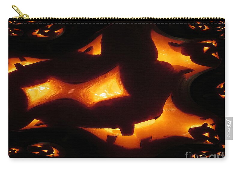 Night Zip Pouch featuring the photograph Halloween Pumpkins Abstract by Martin Howard