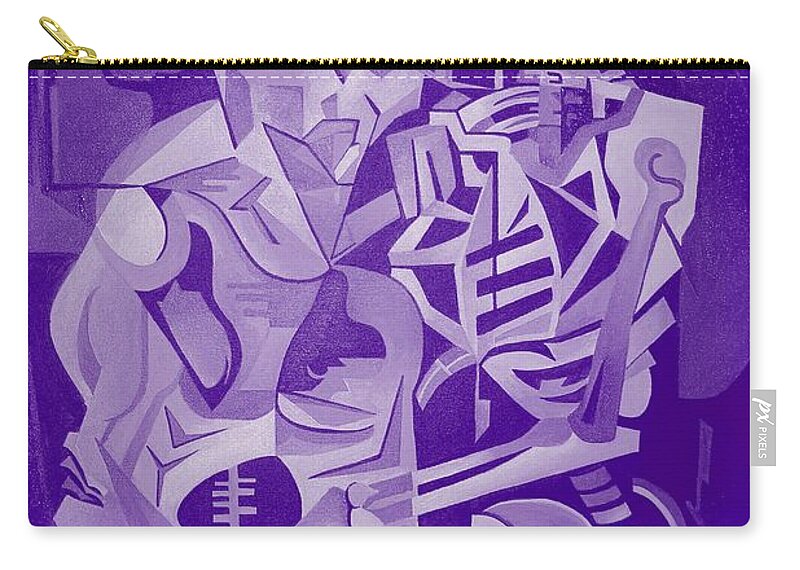 Cubism Zip Pouch featuring the digital art Halloween Skeleton Welcoming The Undead by Taiche Acrylic Art