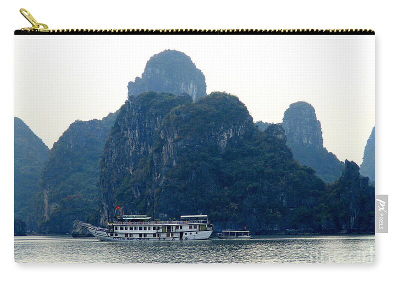 Vietnam Zip Pouch featuring the photograph Halong Bay 4 by Randall Weidner