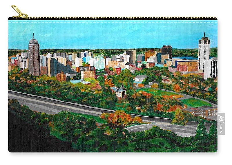 Hamilton Zip Pouch featuring the painting Hamilton Ontario by David Bigelow