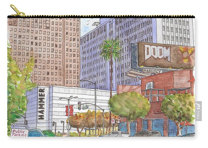 Hammer Museum Zip Pouch featuring the painting Hammer Museum in Westwood, California by Carlos G Groppa
