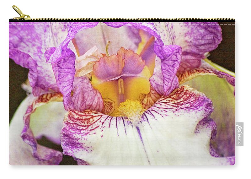 Iris Zip Pouch featuring the photograph Hand tinted Iris by Jim And Emily Bush