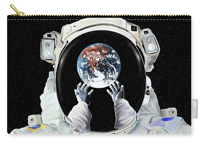 Astronaut Zip Pouch featuring the digital art Handle With Care by Norman Klein