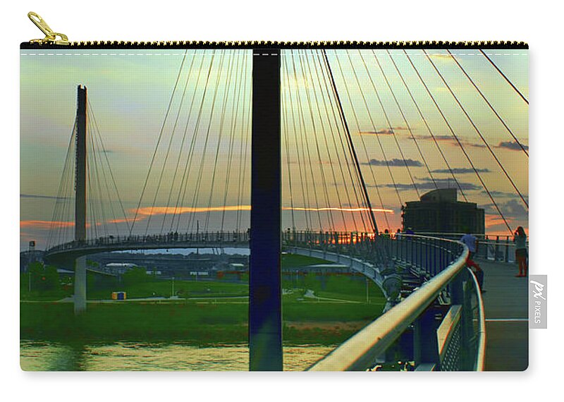 Bob Kerrey Zip Pouch featuring the photograph Handrail - Bob Kerrey Bridge by Nikolyn McDonald