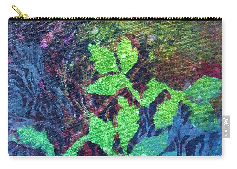 Autumn Leaves Zip Pouch featuring the painting Hang On by Milly Tseng