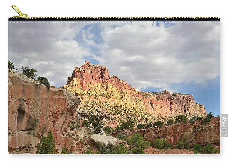 Capitol Reef National Park Zip Pouch featuring the photograph Hanks Butte in Capitol Reef by Ray Mathis