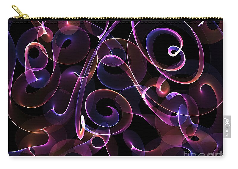 Rhapsody Zip Pouch featuring the painting Happiness in Pink and Gold on Black Background by Barefoot Bodeez Art