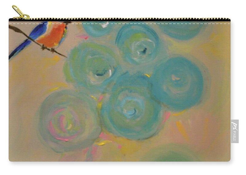 Bluebird Zip Pouch featuring the painting Happiness in Blue by Teresa Tilley