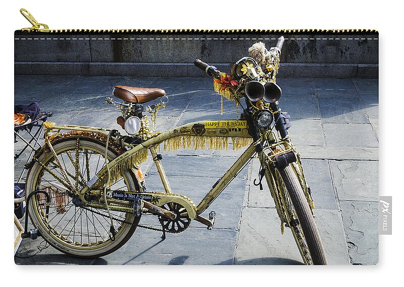 Happy Bike Zip Pouch featuring the photograph Happy Bike by Garry Gay