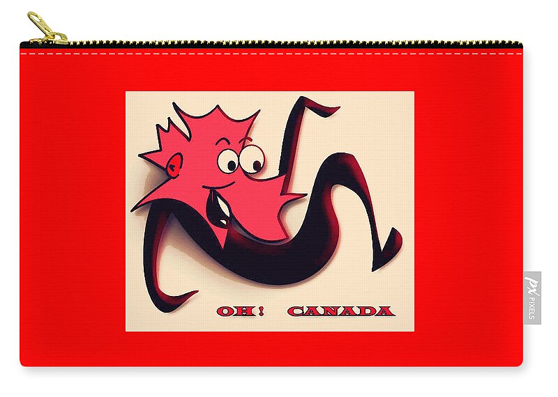 Cartoon Zip Pouch featuring the digital art Happy Canada Day by Iris Gelbart