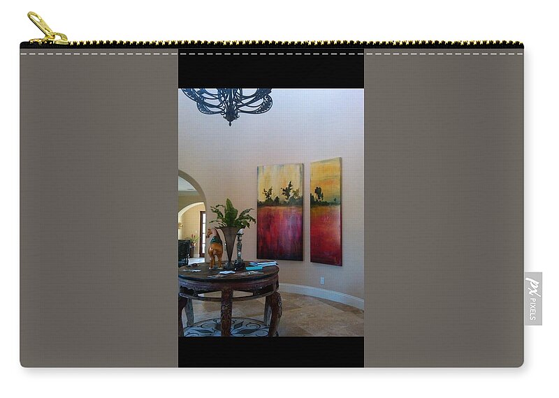 Landscape Contemporary Custom Original Modern Painting Zip Pouch featuring the painting Happy Couple by Heather Roddy