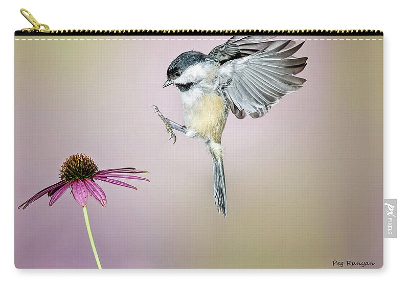 Bird Landing On Flower Zip Pouch featuring the photograph Happy Feet by Peg Runyan