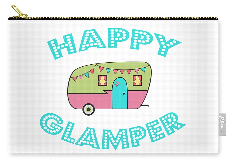 Happy Glamper Zip Pouch featuring the digital art Happy Glamper 1 by Lisa Bradley