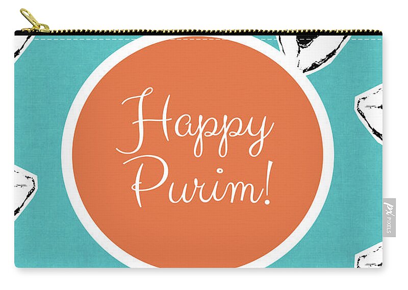 Purim Zip Pouch featuring the mixed media Happy Purim Hamentashen- Art by Linda Woods by Linda Woods
