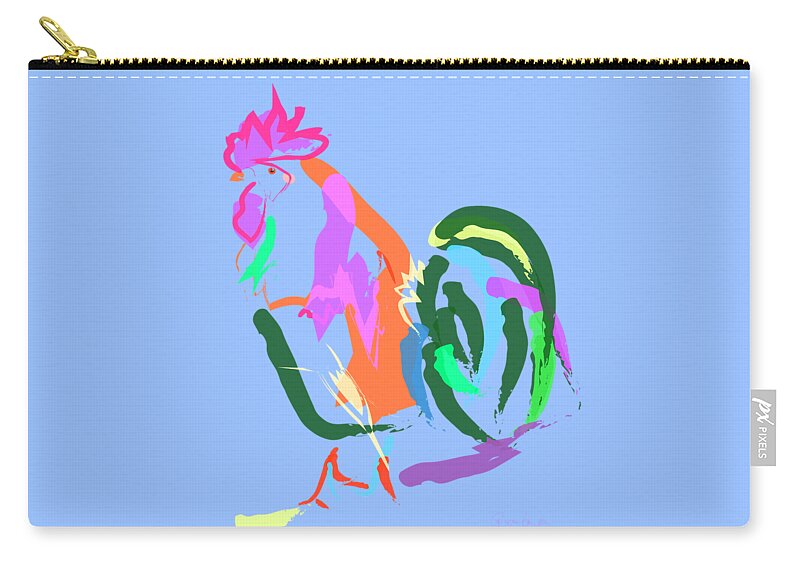 Rooster Carry-all Pouch featuring the painting Happy Rooster by Go Van Kampen