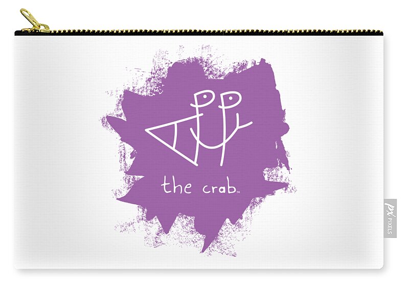 Happy Zip Pouch featuring the mixed media Happy the Crab - purple by Chris N Rohrbach