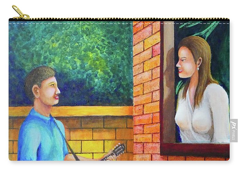 Harana Zip Pouch featuring the painting Harana by Cyril Maza