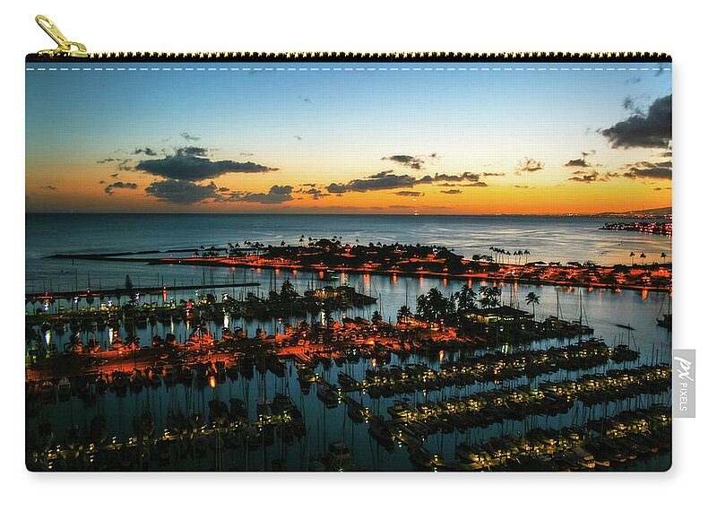 Blue Hour Zip Pouch featuring the photograph Harbor at Blue Hour by Aashish Vaidya