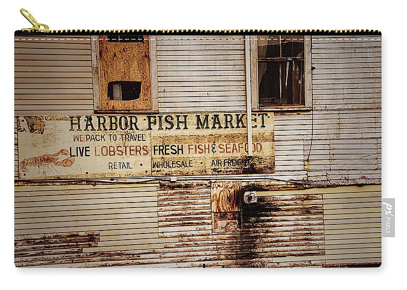Harbor Fish Market Zip Pouch featuring the photograph Harbor Fish Market by Mick Burkey