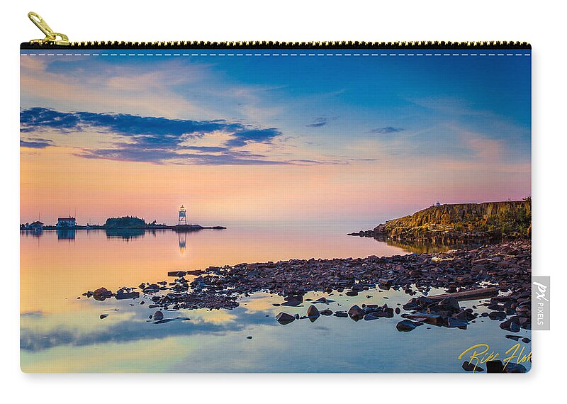Buildings Zip Pouch featuring the photograph Harbor Like Glass by Rikk Flohr