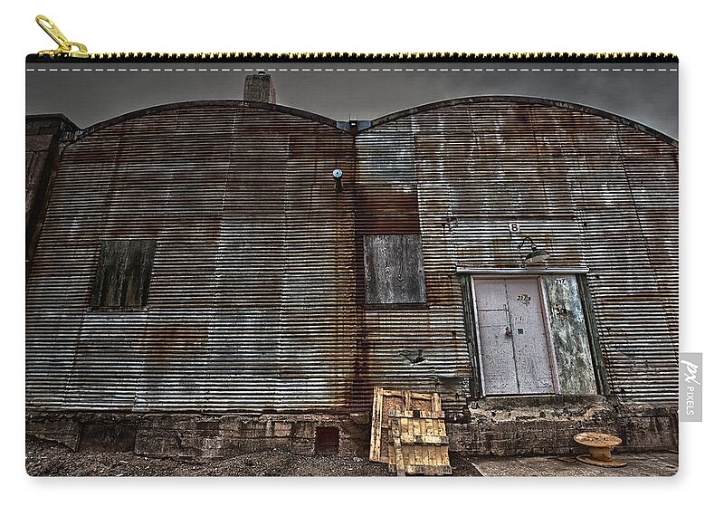 Abandoned Zip Pouch featuring the photograph Hardisty Street Warehouse by Jakub Sisak