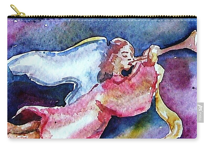 Hark Zip Pouch featuring the painting Hark The Herald Angel by Trudi Doyle