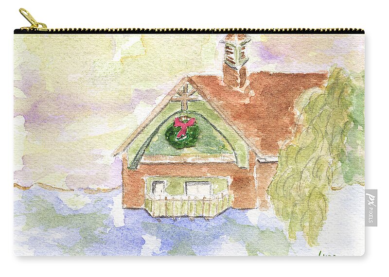 Harlem Zip Pouch featuring the painting Harlem Meer Holidays by Afinelyne