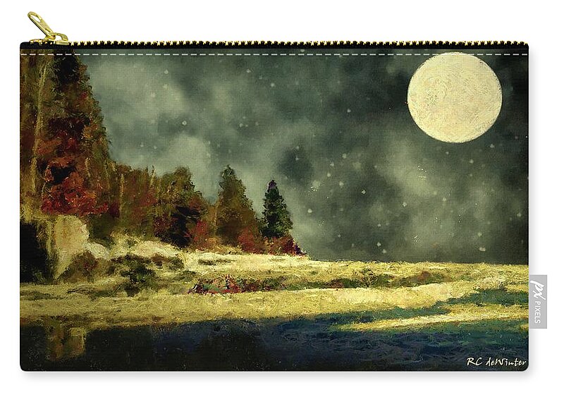 Landscape Zip Pouch featuring the painting Harlequin Lake by RC DeWinter