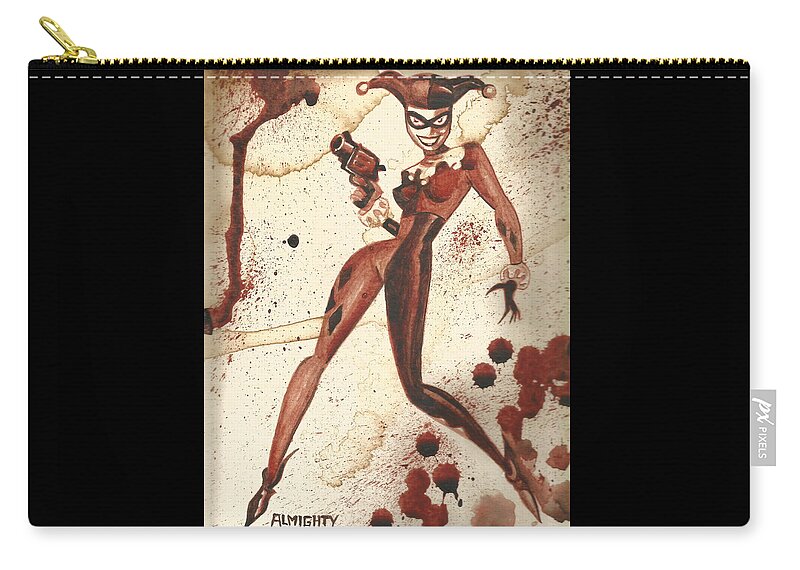 Ryan Almighty Carry-all Pouch featuring the painting HARLEY QUINN - dry blood by Ryan Almighty