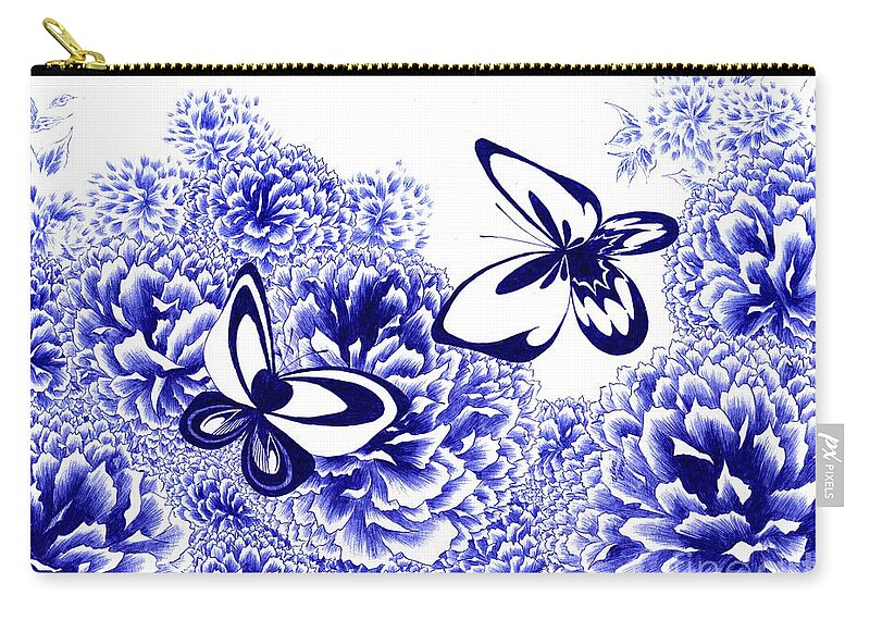 Butterflies Zip Pouch featuring the drawing Harmony by Alice Chen