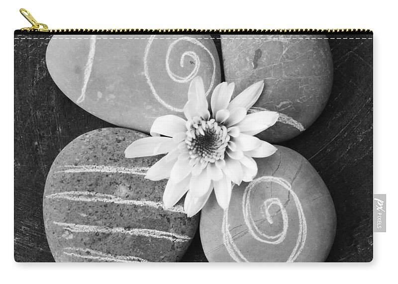 Flower Zip Pouch featuring the mixed media Harmony and Peace by Linda Woods