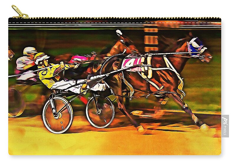 Harness Race Carry-all Pouch featuring the digital art Harness Race #2 by Tatiana Travelways