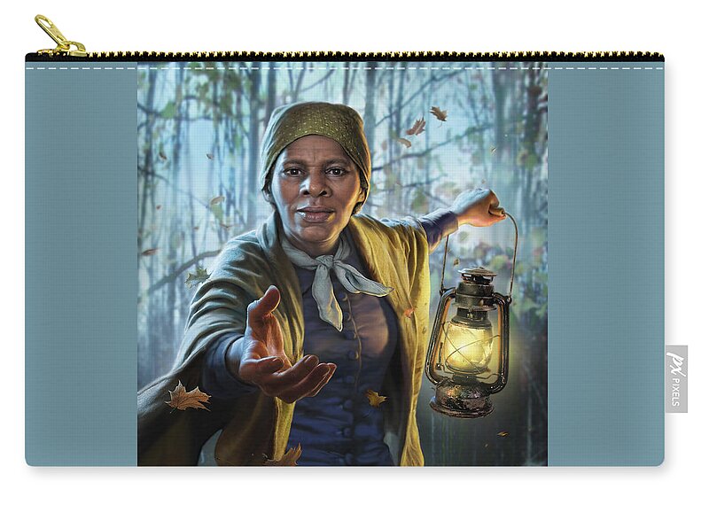 Underground Railroad Carry-all Pouch featuring the digital art Harriet Tubman by Mark Fredrickson