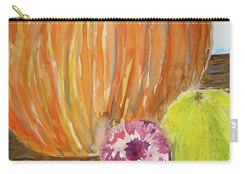 Pumpkin Zip Pouch featuring the painting Harvest Still Life by Beverley Harper Tinsley