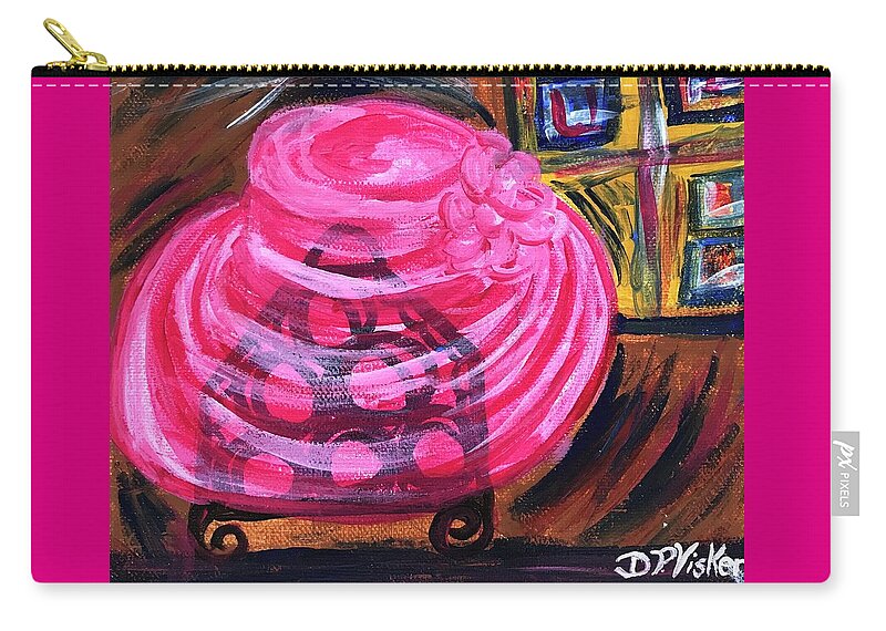 Hat On The Wine Rack Zip Pouch featuring the painting Hat on the wine rack by Dottie Visker