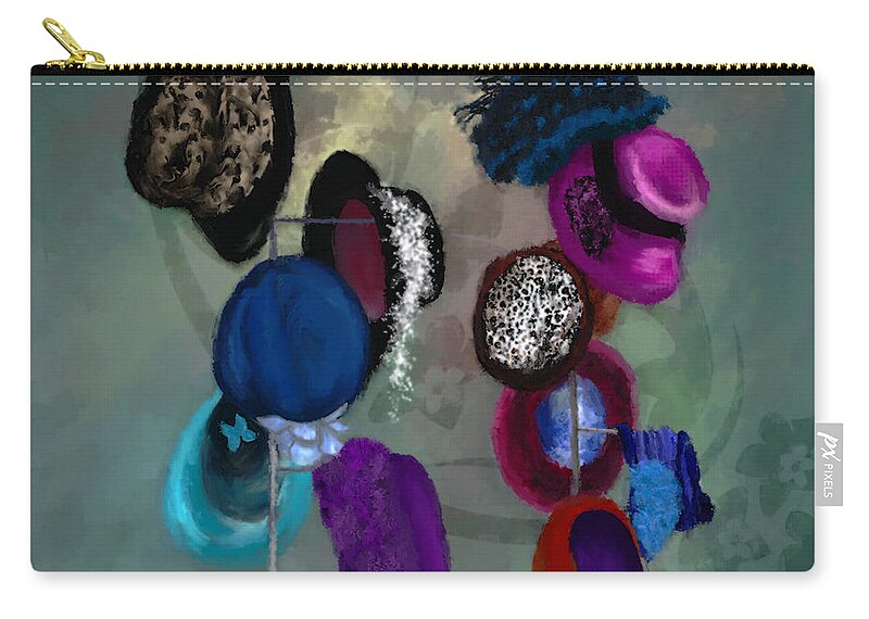 Hats Zip Pouch featuring the painting Hats by Susan Kinney