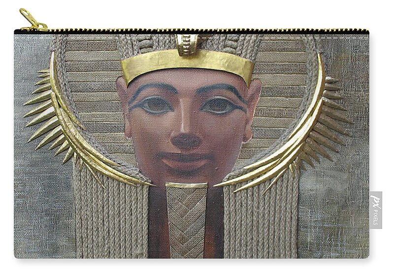 Hatshepsut Zip Pouch featuring the painting Hatshepsut. Female Pharaoh of Egypt by Valentina Kondrashova