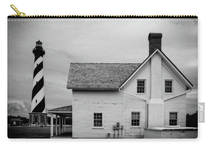 Lighthouse Zip Pouch featuring the photograph Hatteras Light Keepers Quarters by Alan Raasch