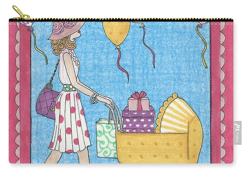 Mama Zip Pouch featuring the mixed media Haute Mama by Stephanie Hessler