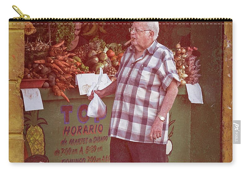 Joan Carroll Zip Pouch featuring the photograph Havana Cuba Corner Market by Joan Carroll