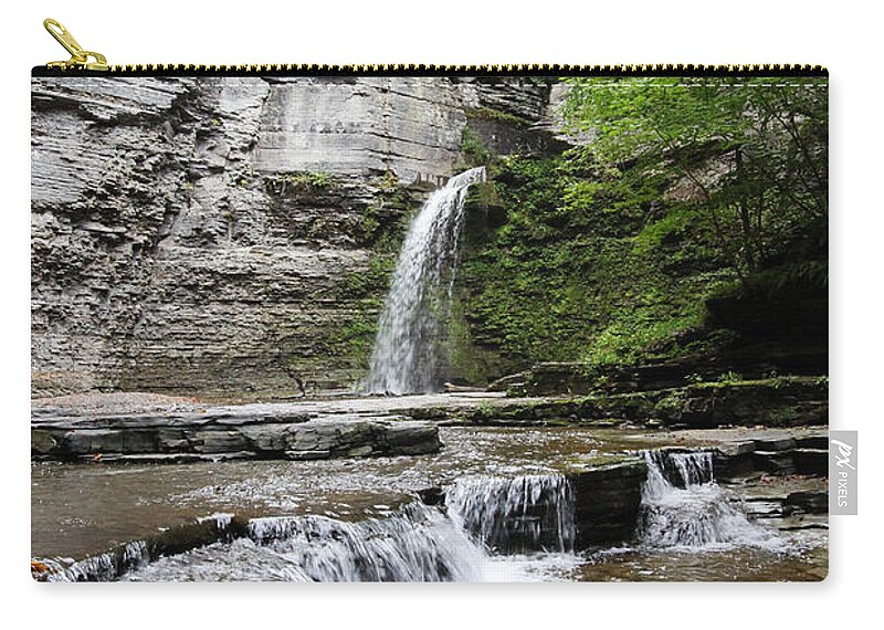 Waterfalls Zip Pouch featuring the photograph Eagle Cliff Falls II by Trina Ansel