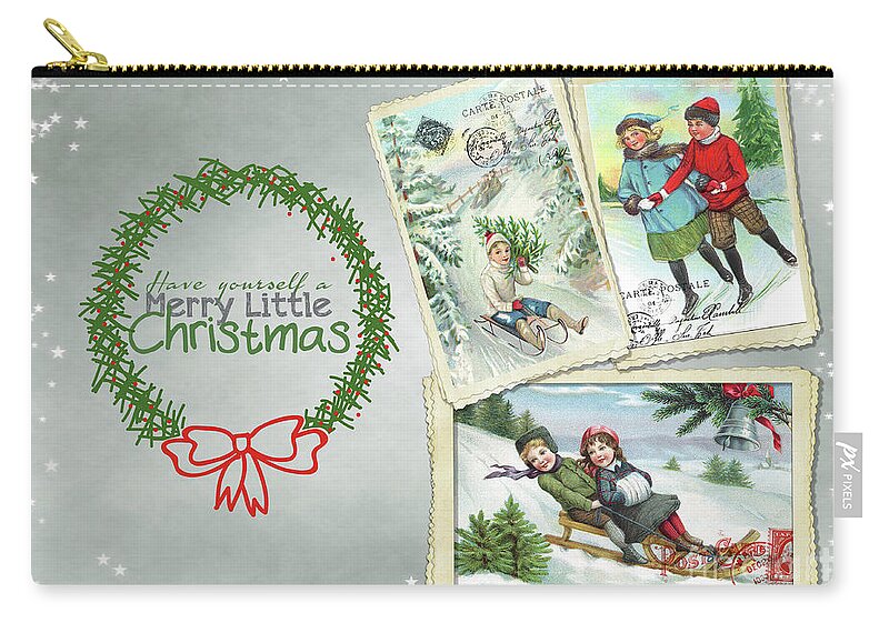 Christmas Card Zip Pouch featuring the digital art Have Yourself a Merry Little Christmas by Priscilla Burgers